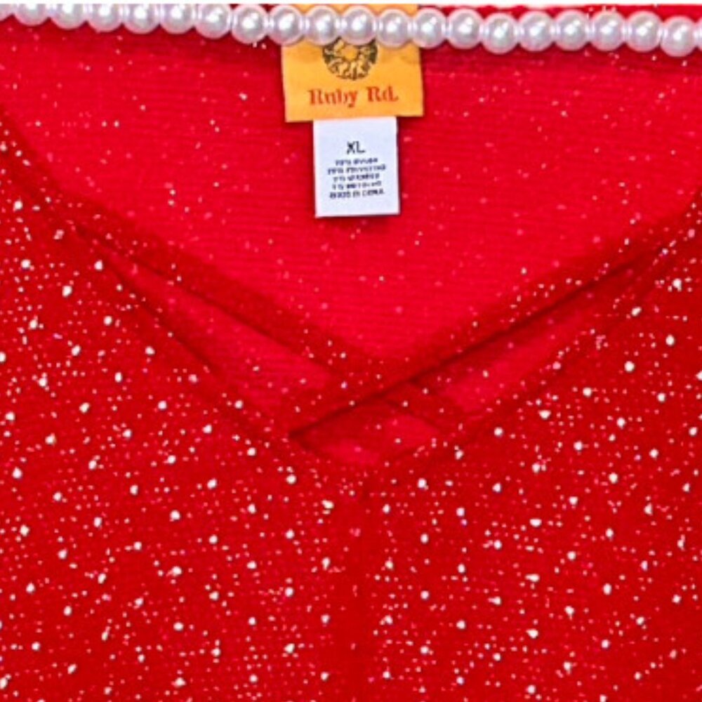 Ruby Rd. Red And Gold Sparkly Tunic Xl Euc - image 5